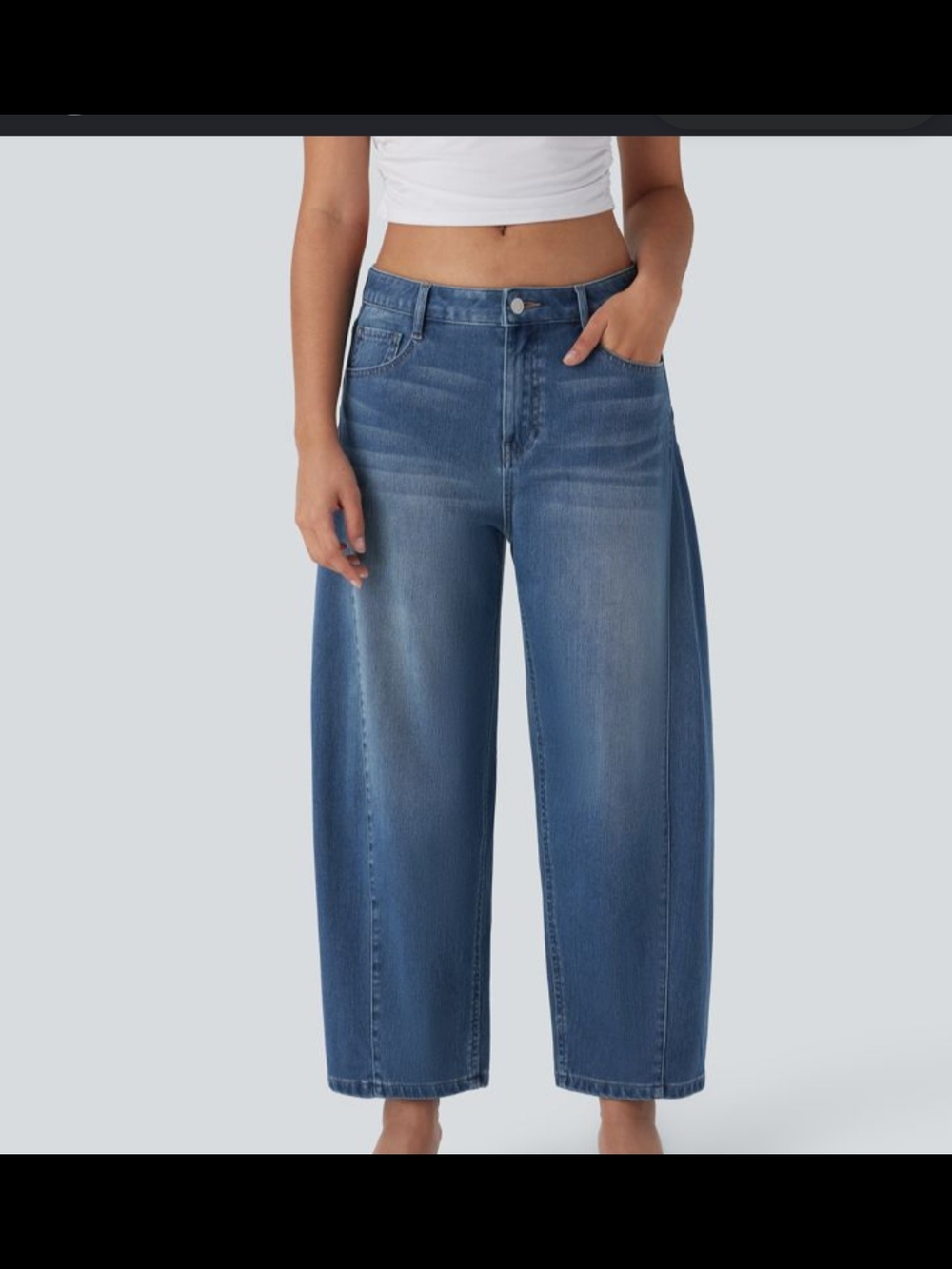 HALARA Wide-Leg Denim Jeans in Medium Blue